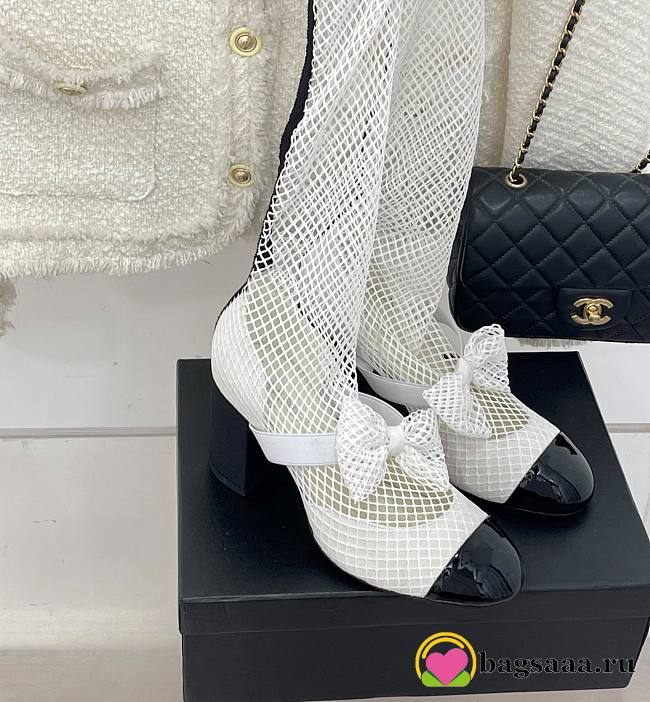 Bagsaaa Chanel Mary Janes Resille Calfskin Long White High Heels - 1