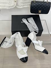 Bagsaaa Chanel Mary Janes Resille Calfskin Long White High Heels - 2
