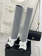 Bagsaaa Chanel Mary Janes Resille Calfskin Long White High Heels - 6