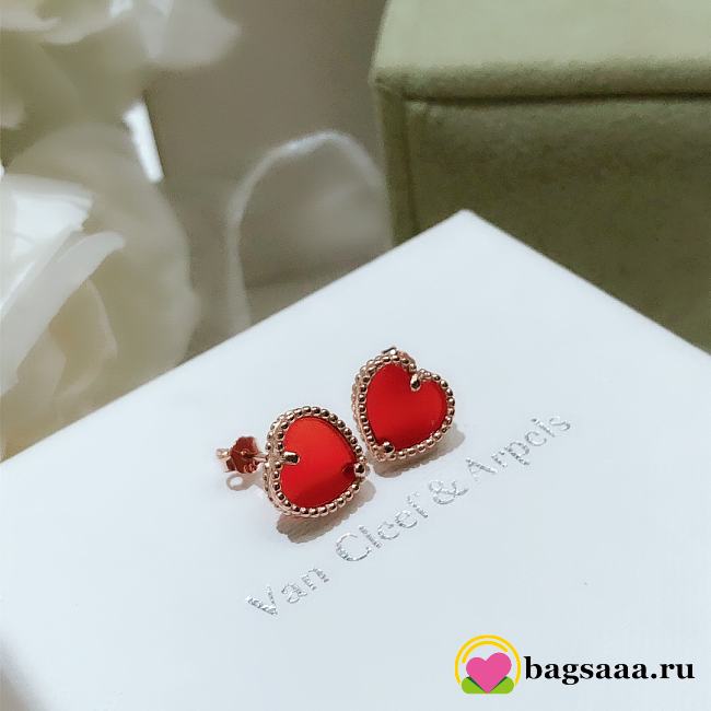 Bagsaaa Van Cleef & Arpels Red Heart Stud Earrings - 1