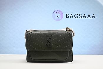 Bagsaaa YSL Nikki Bag In Lambskin Green - H20 x W28 x D8.5 cm