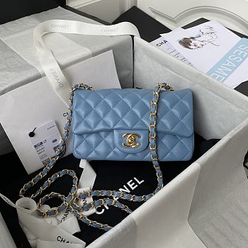 Bagsaaa Chanel Flap Bag Blue Gold Hardware - 20cm
