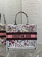 Bagsaaa Dior Book Tote Embroidery Pink Flower Pattern - 36cm - 1