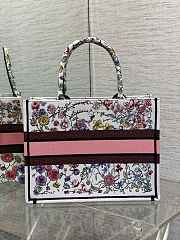Bagsaaa Dior Book Tote Embroidery Pink Flower Pattern - 36cm - 3
