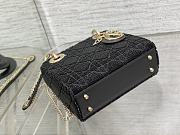 Bagsaaa Dior Lady Mini Black Cannage Cotton with Micropearl Embroidery - 3
