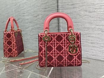 	 Bagsaaa Dior Lady Mini Pink Cannage Cotton with Micropearl Embroidery