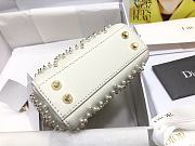 	 Bagsaaa Dior Lady Mini White Leather Crystal - 5