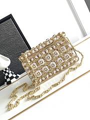 Bagsaaa Chanel Evening Bag Golden-Tone Metal & Imitation Pearls - 17x11X6cm - 2