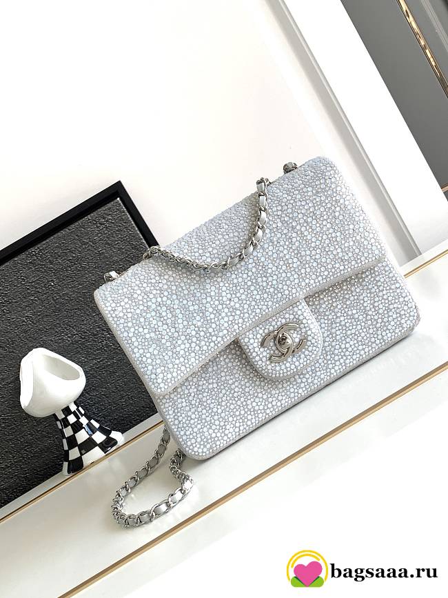 	 Bagsaaa Chanel Flap Bag Glitter Crystal Silver Bag - 1