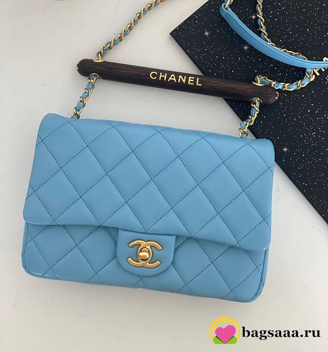 	 Bagsaaa Chanel Flap Blue Bag - 21*13.5*6cm - 1