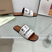 	 Bagsaaa Burberry Letters Canvas White Slides - 6