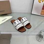 	 Bagsaaa Burberry Letters Canvas White Slides - 3
