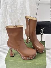 	 Bagsaaa Gucci GG studded leather ankle boots brown - 3