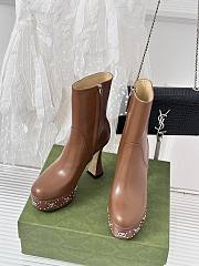 	 Bagsaaa Gucci GG studded leather ankle boots brown - 5