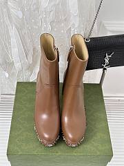 	 Bagsaaa Gucci GG studded leather ankle boots brown - 4