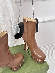 	 Bagsaaa Gucci GG studded leather ankle boots brown - 2