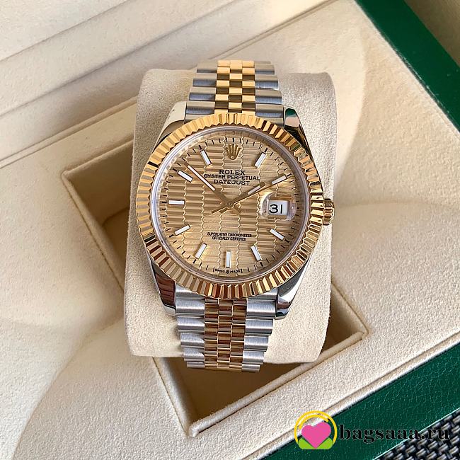 Bagsaaa Rolex Datejust Jubilee Steel & 18K Yellow Gold Champagne Motif Index Dial - 1