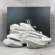 Bagsaaa Balmain Unicorn Low Top trainers in neoprene and leather white and grey - 1