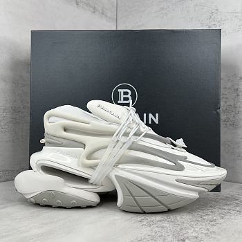 Bagsaaa Balmain Unicorn Low Top trainers in neoprene and leather white and grey