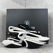 Bagsaaa Balmain Unicorn Low Top trainers in neoprene and leather black and white - 1