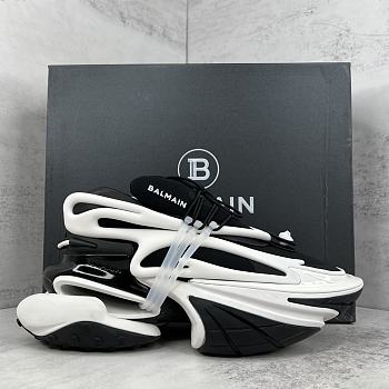 Bagsaaa Balmain Unicorn Low Top trainers in neoprene and leather black and white