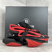 Bagsaaa Balmain Unicorn Low Top trainers in neoprene and leather black and red - 1