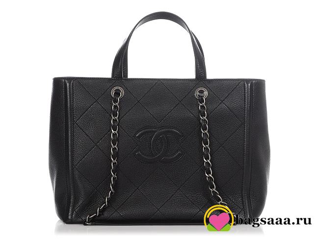 Bagsaaa CHANEL LARGE BLACK PART-QUILTED SOFT CALFSKIN SHOPPING TOTE  - 1