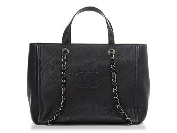 Bagsaaa CHANEL LARGE BLACK PART-QUILTED SOFT CALFSKIN SHOPPING TOTE 