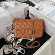 Bagsaaa Chanel Crystal Top Handle Flap Bag Brown 18cm - 1