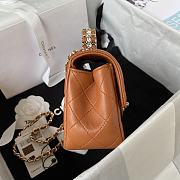 Bagsaaa Chanel Crystal Top Handle Flap Bag Brown 18cm - 2