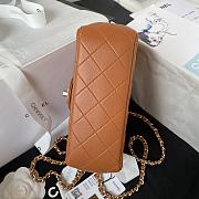 Bagsaaa Chanel Crystal Top Handle Flap Bag Brown 18cm - 3