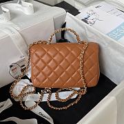 Bagsaaa Chanel Crystal Top Handle Flap Bag Brown 18cm - 4