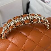 Bagsaaa Chanel Crystal Top Handle Flap Bag Brown 18cm - 5