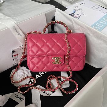 	 Bagsaaa Chanel Crystal Top Handle Flap Bag Pink 18cm