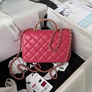 	 Bagsaaa Chanel Crystal Top Handle Flap Bag Pink 18cm - 3