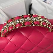 	 Bagsaaa Chanel Crystal Top Handle Flap Bag Pink 18cm - 4