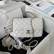 	 Bagsaaa Chanel Crystal Top Handle Flap Bag White 18cm - 1