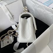 	 Bagsaaa Chanel Crystal Top Handle Flap Bag White 18cm - 2