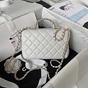	 Bagsaaa Chanel Crystal Top Handle Flap Bag White 18cm - 3