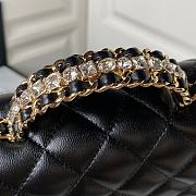 	 Bagsaaa Chanel Crystal Top Handle Flap Bag Black 18cm - 3