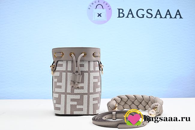 	 Bagsaaa Fendi Mon Tresor Grey canvas FF mini bag - 18*10*12cm - 1