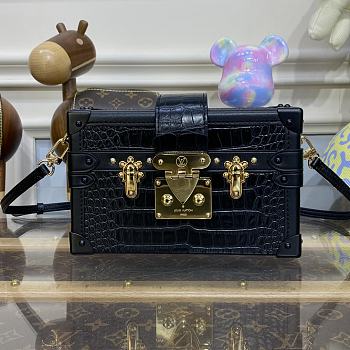 	 Bagsaaa Louis Vuitton Petite Malle Bag Matte Alligator black leather - 20 x 12.5 x 6 cm
