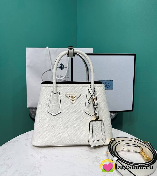 	 Bagsaaa Prada Double Saffiano leather white mini bag - 1