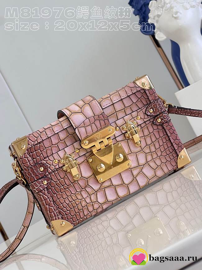 Bagsaaa Louis Vuitton Petite Malle Bag Alligator crocodile leathe pink - 1