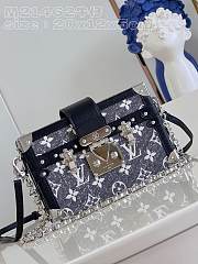 Bagsaaa Louis Vuitton Petite Malle Bag Denim Silver Hardware - 1