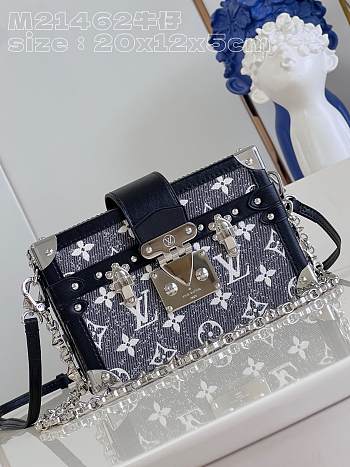 Bagsaaa Louis Vuitton Petite Malle Bag Denim Silver Hardware