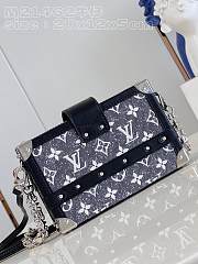 Bagsaaa Louis Vuitton Petite Malle Bag Denim Silver Hardware - 4
