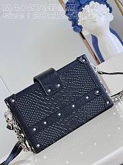 Bagsaaa Louis Vuitton Petite Malle Bag Navy Python Leather Silver Hardware - 3