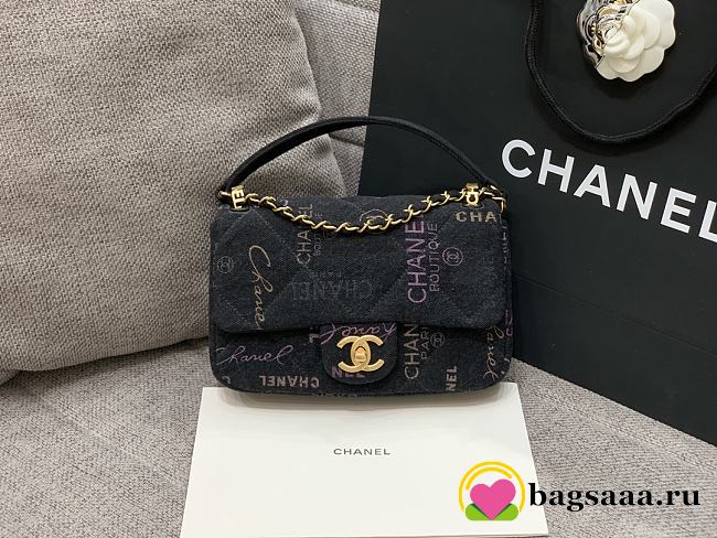 	 Bagsaa Chanel Denim Flap Bag Black - 1