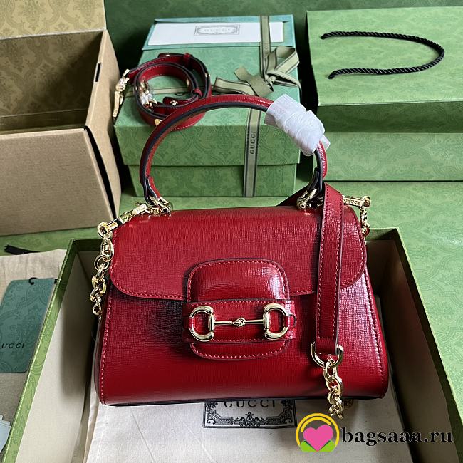 Bagsaaa Gucci Horsebit 1955 mini bag red - 22x16x10.5cm - 1